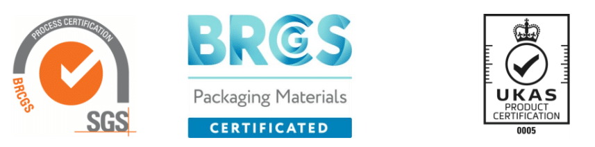 BRCGS Packaging Materials Certificated, SGS Process Certification and UKAS accreditation - Meliora Packaging